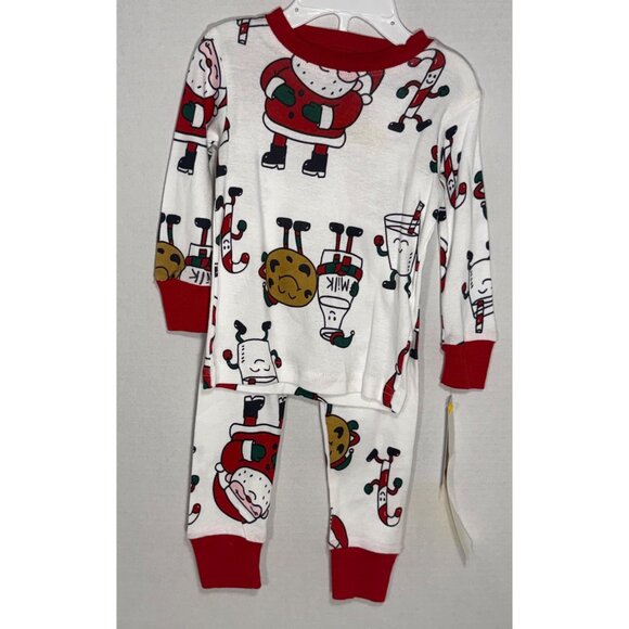 Carters 12M Christmas Holiday Pajama PJ 2pc Set Santa Milk & Cookie NWT Cotton - Picture 1 of 5